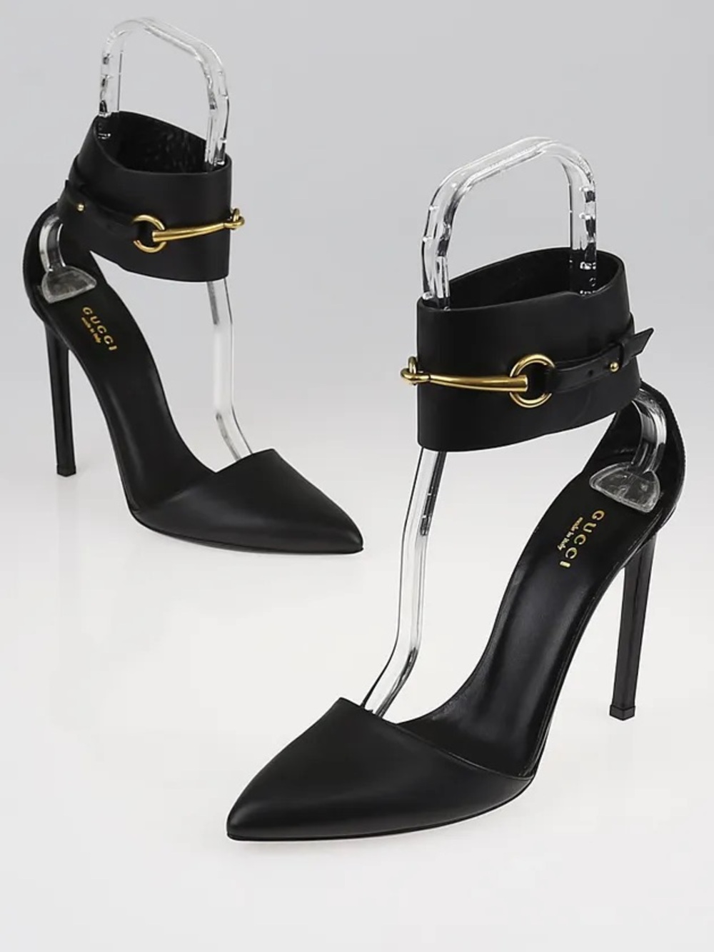 Gucci Black Leather Ursula Ankle Strap Pumps Size 9/39